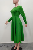 Elegant Solid Color Patchwork Zipper O Neck A Line Dresses
