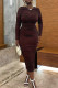 Elegant Solid Color Patchwork Ruched O Neck Long Dresses