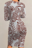 Casual Street Floral Print Contrast O Neck Printed Dresses