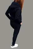 Casual Solid Patchwork Hooded Collar Long Sleeve Two Pieces
