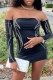 Sexy Print Backless Off the Shoulder Long Sleeve Dresses
