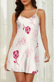 Sexy Flowers Print Contrast Sleepwear