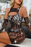 Sexy Living Patchwork Hot Drilling Hollowed Out See-through Lingerie