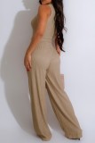 Casual Solid Color Basic O Neck Sleeveless Two Pieces