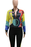 Casual Sequins Patchwork Zipper Zipper Collar Tops