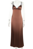 Sexy Solid Color Patchwork Backless Spaghetti Strap Sling Dresses