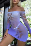 Sexy Hot Gradient Print Hollow Out See-Through Lingerie