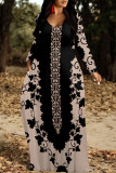 Casual Street Floral Print Pocket Contrast V Neck Printed Dresses