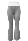 Casual Patchwork Contrast Regular Mid Waist Patchwork Bottoms