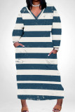 Casual Colorblock Pocket Patchwork V Neck Straight Plus Size Dresses