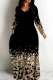 Casual Leopard Print Basic V Neck Long Dresses