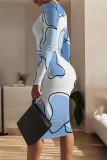 Casual Street Geometric Print Contrast O Neck Printed Dresses