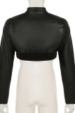 Daily Letters Patchwork Zipper Zipper Collar Outerwear