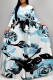 Casual Street Floral Print Butterfly Lace Up O Neck Printed Dresses