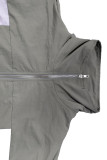 Casual Pocket Patchwork Zipper Contrast Zipper Collar Long Sleeve Two Pieces