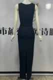 Celebrities Formal Elegant Patchwork Hot Drilling Slit O Neck Long Dresses