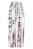 Casual Street Striped Print Pocket Contrast Loose High Waist Wide Leg Full Print Bottoms