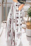 Casual Street Striped Print Pocket Contrast Loose High Waist Wide Leg Full Print Bottoms