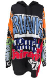 Casual Letters Patchwork Hooded Tops