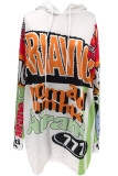 Casual Letters Patchwork Hooded Tops