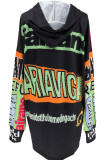 Casual Letters Patchwork Hooded Tops