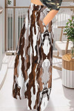 Casual Street Striped Print Pocket Contrast Loose High Waist Wide Leg Full Print Bottoms