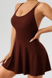 Sportswear Solid Color Patchwork Backless