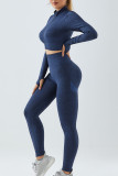 Sportswear Solid Color Patchwork Zipper Zipper Collar Long Sleeve Two Pieces