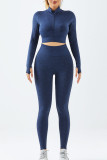 Sportswear Solid Color Patchwork Zipper Zipper Collar Long Sleeve Two Pieces
