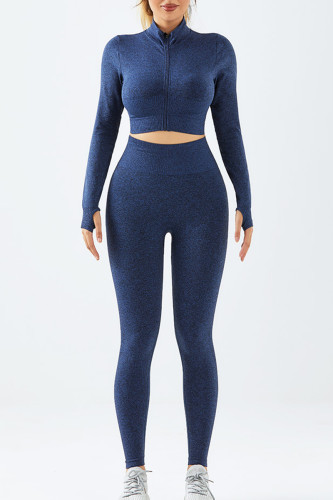 Sportswear Solid Color Patchwork Zipper Zipper Collar Long Sleeve Two Pieces