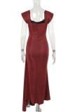 Sexy Solid Color Sequined Irregular Square Neck Evening Dresses
