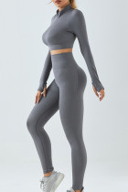 Sportswear Solid Color Patchwork Zipper Zipper Collar Long Sleeve Two Pieces