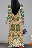 Daily Elegant Floral Print Lace Up Contrast V Neck Printed Dresses