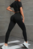 Sportswear Solid Color Patchwork Zipper Zipper Collar Short Sleeve Two Pieces