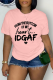 Casual Street Letter Print Contrast O Neck T-Shirts