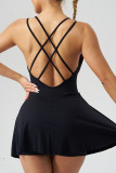 Sportswear Solid Color Patchwork Backless