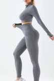 Sportswear Solid Color Patchwork Zipper Zipper Collar Long Sleeve Two Pieces