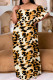 Casual Leopard Print Patchwork Backless Off Shoulder Long Plus Size Dresses