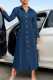 Casual Solid Color Pocket Buckle Patchwork Turndown Collar Long Sleeve Loose Denim Dresses