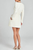 Elegant Solid Color Patchwork Square Neck A Line Dresses
