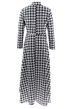 Casual Print Patchwork Zipper Zipper Collar Irregular Dresses