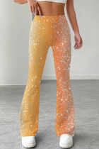 Casual Print Patchwork Boot Cut Mid Waist Full Print Bottoms