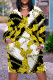 Casual Street Floral Print Pocket Contrast V Neck Printed Plus Size Dresses