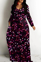 Casual Print Patchwork O Neck Long Dresses
