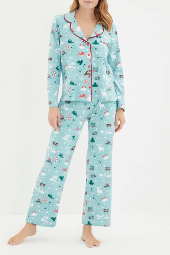 Daily Party Wapiti Santa Claus Patchwork Contrast Christmas Day Sleepwear