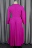 Party Formal Solid Color Patchwork Bow Decor V Neck Pleated Dresses