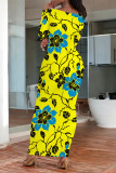 Casual Street Floral Print Contrast O Neck Printed Dresses
