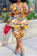 Casual Print Draw String Patchwork O Neck Plus Size Two Pieces