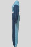 Casual Patchwork Contrast O Neck Long Sleeve Two Pieces