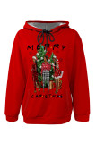 Casual Party Skull Head Cartoon Print Letters Draw String Pocket Hooded Tops